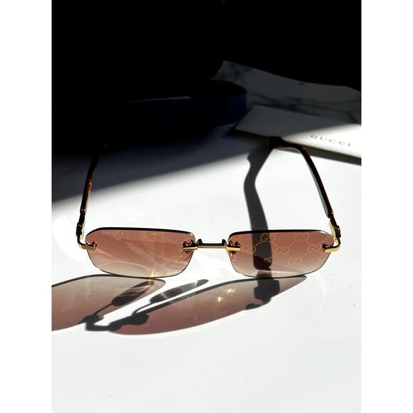 NEW Gucci GG1221S 004 Rimless Monogram Logo Lens Sunglasses - Picture 5 of 10
